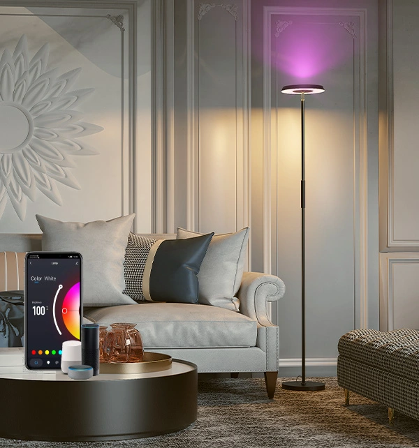 Round Floor Lamp With Direct/Indirect Lighting