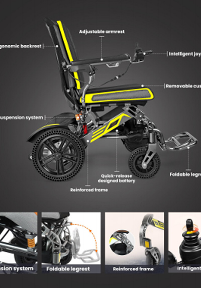 YE100 Reinforced Lightweight Folding Electric Wheelchair Brochure